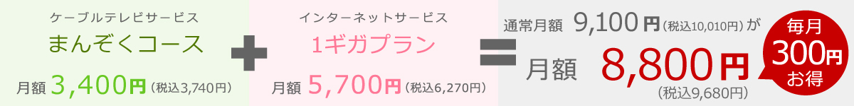 インターネットとのセット契約でお得なダブル割｜まんぞくコース