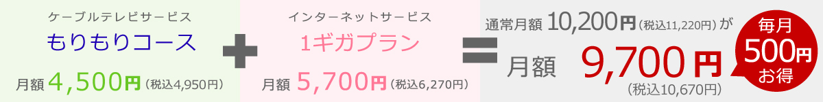 インターネットとのセット契約でお得なダブル割｜もりもりコース