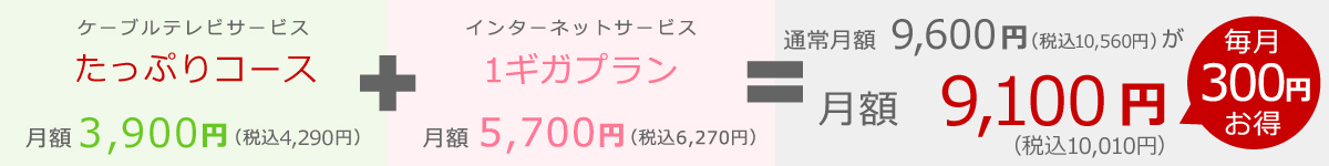 インターネットとのセット契約でお得なダブル割｜たっぷりコース